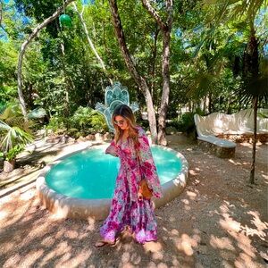 Floral Maxi Skirt with Bell Sleeves shirt (two separate pieces)